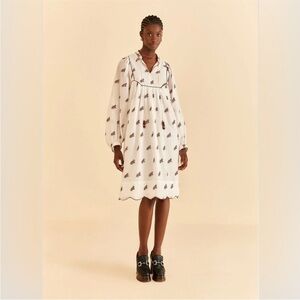 Farm Rio Off-White Embroidered Horses
Midi Dress